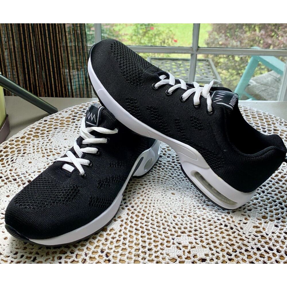 Ladies Fashion MM Sneakers Size 9 M Mesh Black-Black Comfort Plus Arch sku 656
